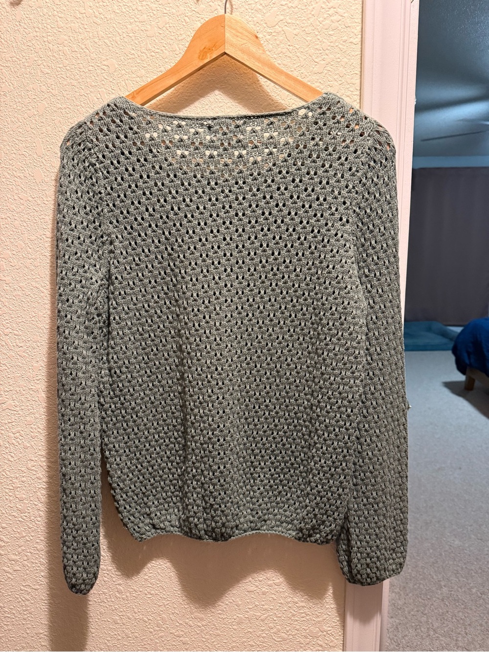 BA&SH Cottagecore Open-Weave Crewneck Sweater in Sage - Picture 2 of 2
